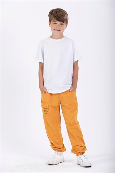 Dont Left Nothıng Stop You Yazı Baskılı Hardal Renk Erkek Çocuk Esofman Tek Alt