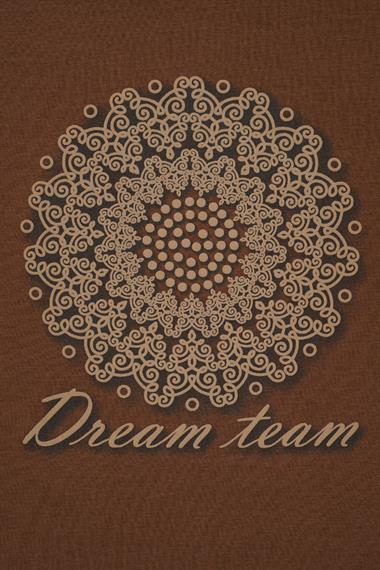 Kolları Fırfırlı Yazı Baskılı Kahverengi Renk Kız Çocuk Tshirt