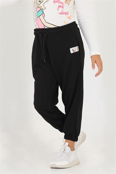 Beli Lastikli Cepli Siyah Renk Kız Çocuk Eşofman Tek Alt