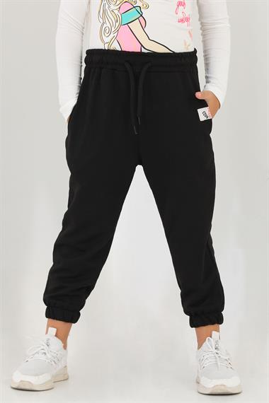 Beli Lastikli Cepli Siyah Renk Kız Çocuk Eşofman Tek Alt