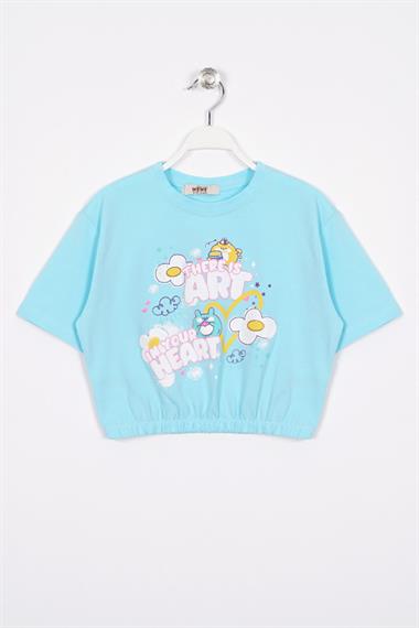 There Is Art  Baskılı Açık Mavi Renk Kız Çocuk T-shirt