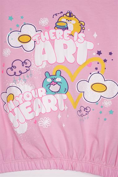 There Is Art  Baskılı Açık Pembe Renk Kız Çocuk T-shirt