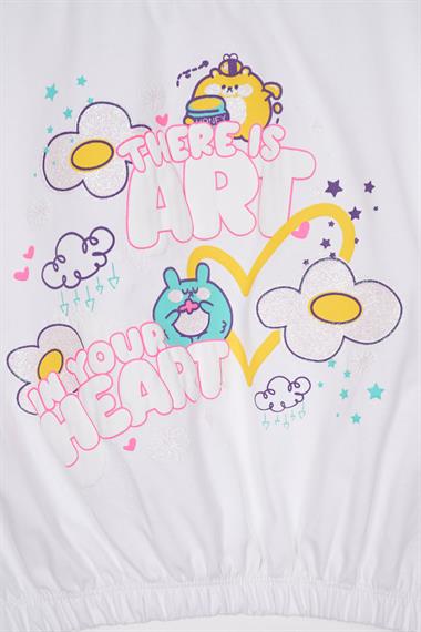 There Is Art  Baskılı Ekru Renk Kız Çocuk T-shirt