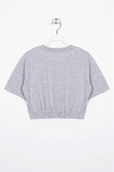 There Is Art  Baskılı Gri Melanj Renk Kız Çocuk T-shirt