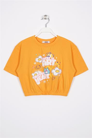 There Is Art  Baskılı Hardal Pembe Renk Kız Çocuk T-shirt