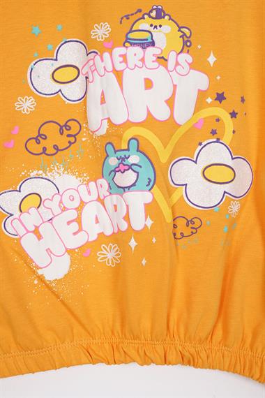 There Is Art  Baskılı Hardal Pembe Renk Kız Çocuk T-shirt