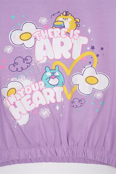 There Is Art  Baskılı Lila Renk Kız Çocuk T-shirt