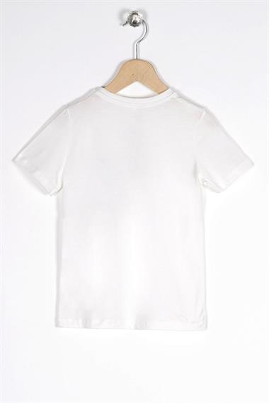 Bisiklet Yaka Kısa Kol Glow Inthe Dark Cep Baskılı Ekru Renk Erkek Çocuk Tshirt