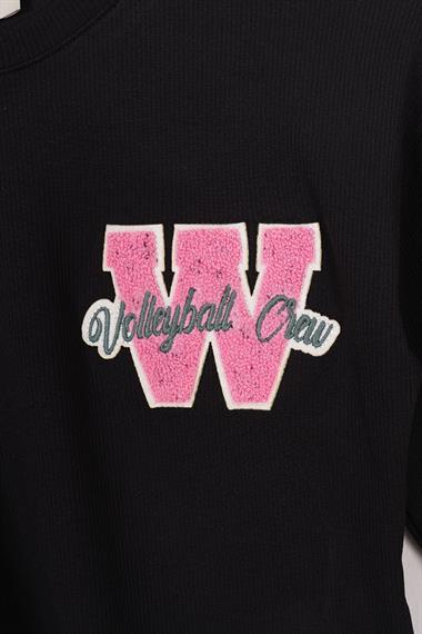 Baskılı Siyah Renk Kız Çocuk Crop