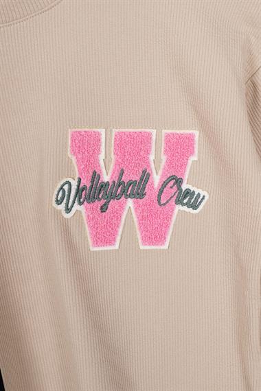 Baskılı Bej Renk Kız Çocuk Crop