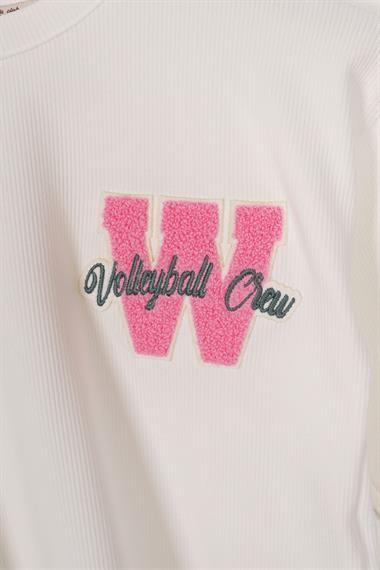 Baskılı Ekru Renk Kız Çocuk Crop