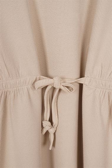 Bisiklet Yaka Bağlama Detaylı Bej Renk Kız Çocuk Taylı Takım