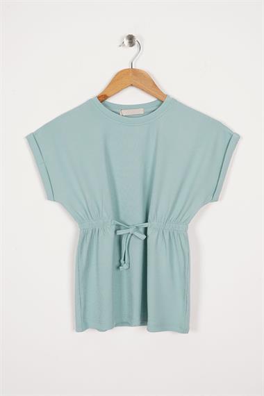 Bisiklet Yaka Bağlama Detaylı Çağla Yeşili Renk Kız Çocuk Taylı Takım