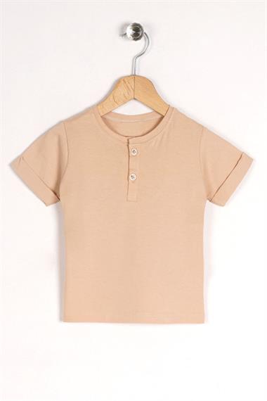 Askılı Kısa Kol Ayı Baskılı Beyaz Renk Erkek Çocuk Tshirt Salopet Takım