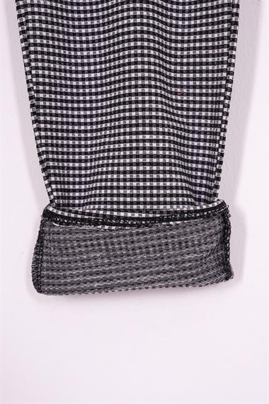 Ekose Desenli Double Paça Siyah Renk Kız Çocuk Pantolon