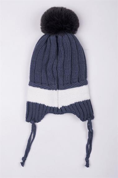 Ayıcıklı İndigo-Beyaz Renk Bere