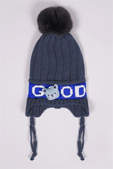 Ayıcıklı İndigo-Mavi Renk Bere