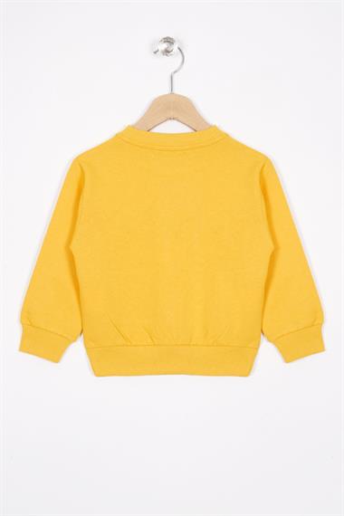Basket Topu Nakışlı Koyu Hardal Renk Erkek Çocuk Sweatshirt