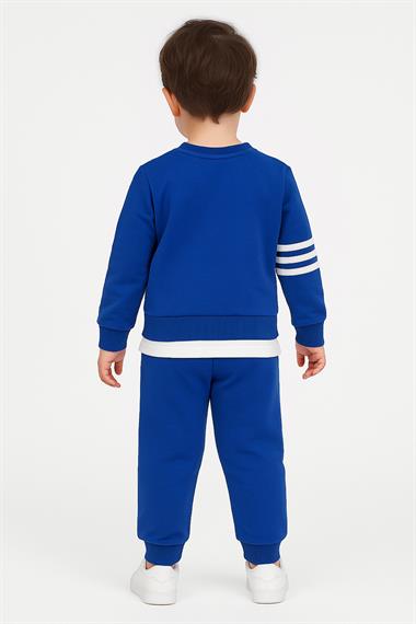 Garnili Şerit Detaylı Saks Renk Erkek Çocuk Eşofman Takımı