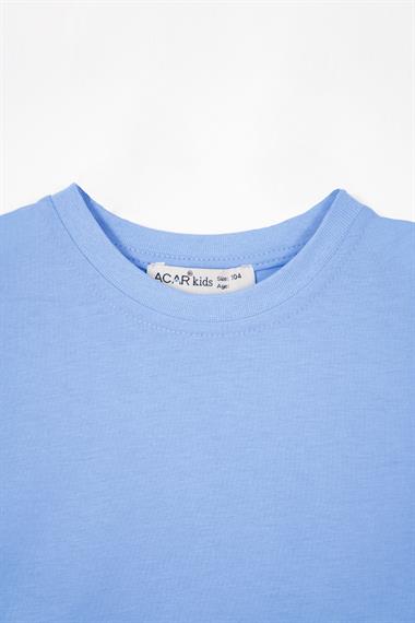 Bisiklet Yaka Açık Mavi Renk Erkek Çocuk Tshirt