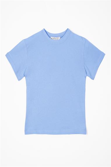 Bisiklet Yaka Açık Mavi Renk Erkek Çocuk Tshirt