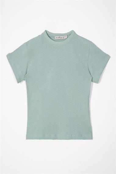 Bisiklet Yaka Çağla Yeşili Renk Erkek Çocuk Tshirt