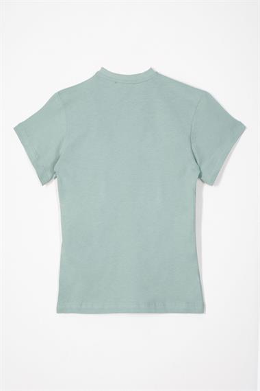 Bisiklet Yaka Çağla Yeşili Renk Erkek Çocuk Tshirt