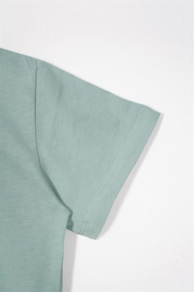 Bisiklet Yaka Çağla Yeşili Renk Erkek Çocuk Tshirt