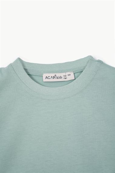 Bisiklet Yaka Çağla Yeşili Renk Erkek Çocuk Tshirt