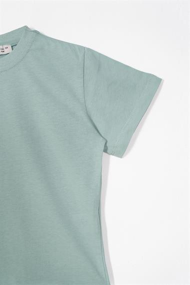 Bisiklet Yaka Çağla Yeşili Renk Erkek Çocuk Tshirt