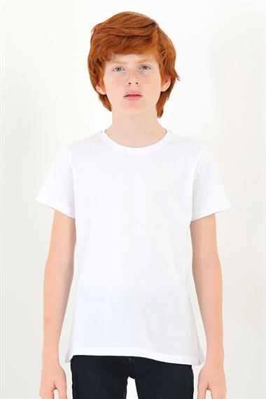 Bisiklet Yaka Ekru Renk Erkek Çocuk Tshirt