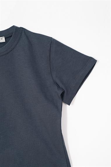 Bisiklet Yaka Füme Renk Erkek Çocuk Tshirt