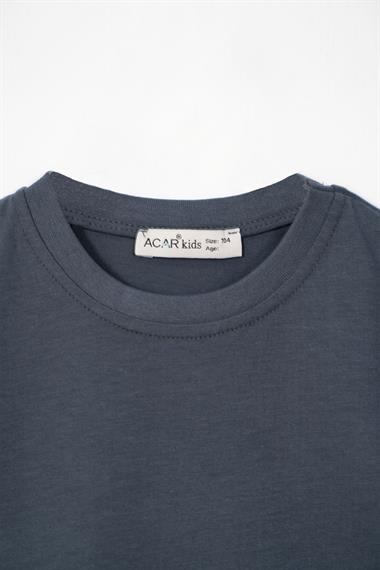 Bisiklet Yaka Füme Renk Erkek Çocuk Tshirt