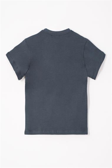 Bisiklet Yaka Füme Renk Erkek Çocuk Tshirt