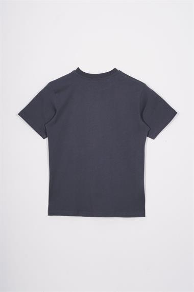 Bisiklet Yaka Kaplan Baskılı Füme Renk Erkek Çocuk Tshirt