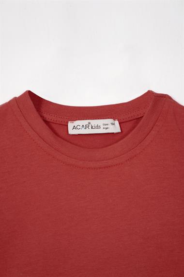 Bisiklet Yaka Kiremit Renk Erkek Çocuk Tshirt
