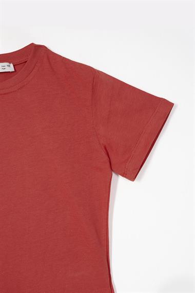 Bisiklet Yaka Kiremit Renk Erkek Çocuk Tshirt