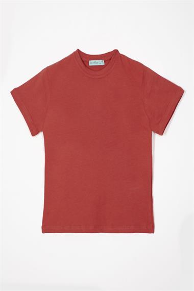 Bisiklet Yaka Kiremit Renk Erkek Çocuk Tshirt