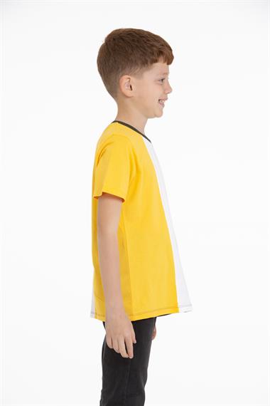 Bisiklet Yaka Kısa Kol Çift Renkli Haki Renk Erkek Çocuk Tshirt