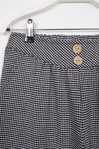 Bisiklet Yaka Kısa Kol Pötikare Detaylı Siyah Renk Kız Çocuk Pantolon Takım