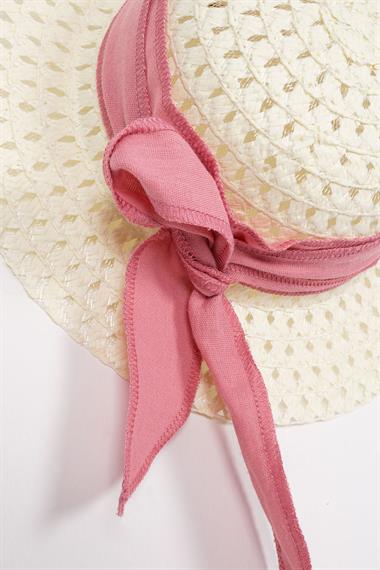 Bisiklet Yaka Kısa Kol Sapka Aksesuarlı PEmbe Renk Kız Cocuk Elbıse