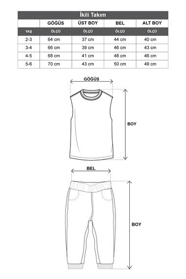 Bisiklet Yaka Kısa Kol Waffel Paca Fırfırlı Ikılı Takım Pudra Renk Kız Çocuk Ikılı Takım
