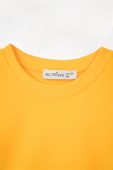 Bisiklet Yaka Koyu Sarı Renk Erkek Çocuk Tshirt