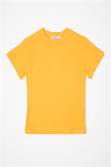 Bisiklet Yaka Koyu Sarı Renk Erkek Çocuk Tshirt