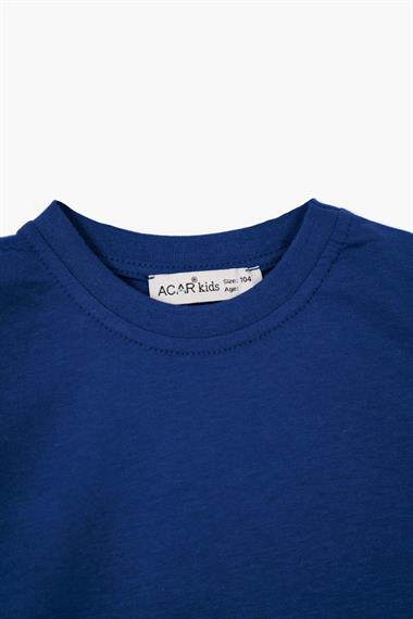 Bisiklet Yaka Lacivert Renk Erkek Çocuk Tshirt