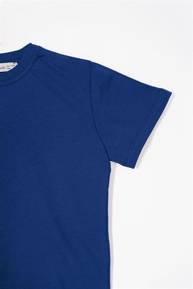 Bisiklet Yaka Lacivert Renk Erkek Çocuk Tshirt