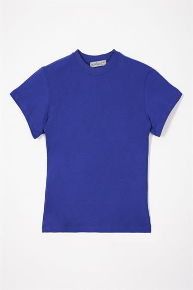Bisiklet Yaka Saks Renk Erkek Çocuk Tshirt