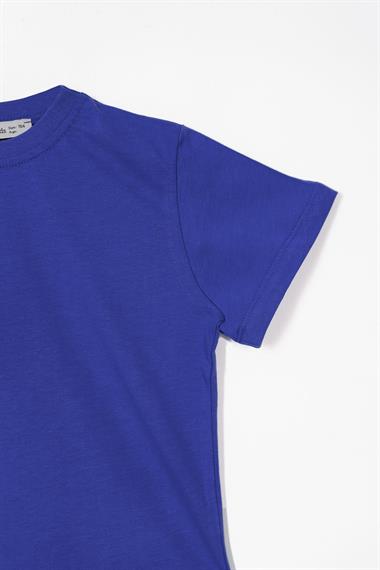 Bisiklet Yaka Saks Renk Erkek Çocuk Tshirt