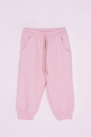 Bisiklet Yaka Uzun Kol Önü Süs Cep Kapaklı Açık Pembe Renk Eşofman Takım