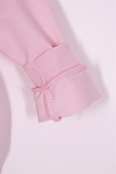 Bisiklet Yaka Uzun Kol Önü Süs Cep Kapaklı Açık Pembe Renk Eşofman Takım